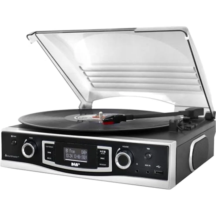 Soundmaster Plattenspieler PL590SW, mit DAB+/UKW Stereoradio u. Encoding, in Schwarz – Bild 1