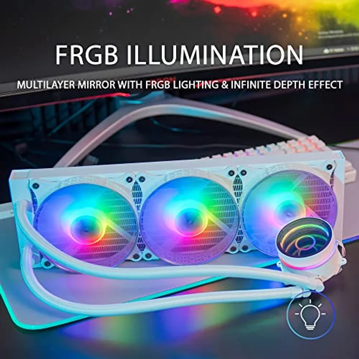 Mars Gaming ML-One RGB Wasserkühler AIO - 360mm, TDP 550W, Weiss mit FRGB Infinity Mirror und leisen FDB Lüftern – Bild 2