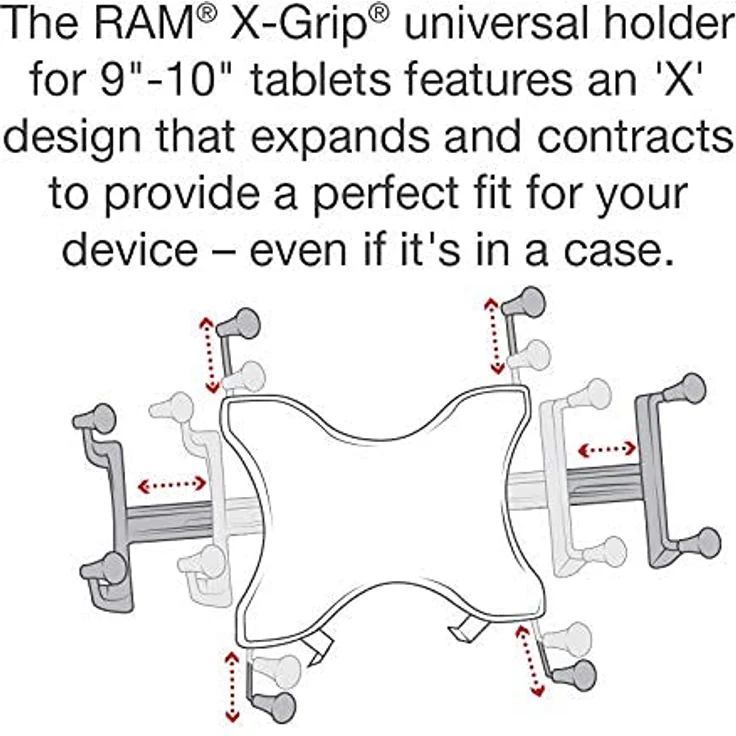 RAM Mounts X-Grip Universal-Halterung für 22,9 cm - 25,4 cm Tablets, kompatibel mit RAM B 2,5 cm und C 3,8 cm (1,5 Zoll) großen runden Kugelsockeln  – Bild 9