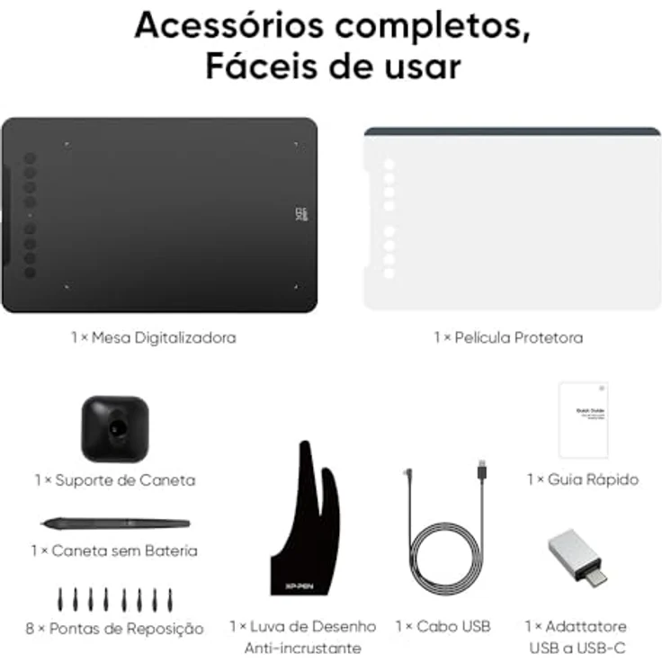 XP-Pen Deco 01 V3 Grafiktablet, 254 x 159 mm, 8192 Druckempfindlichkeitsstufen, 8 programmierbare Tasten, passiver Stift, beleuchtete Ränder – Bild 9