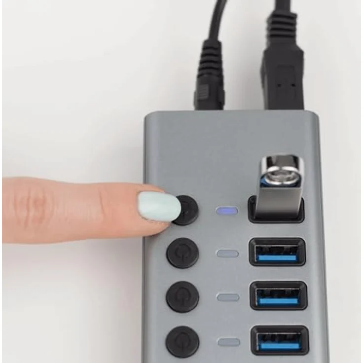 Reagle Aktiver USB 3.2 Gen 1 Hub mit 11 Ports, 5 Gbps Datenübertragung, 36W Netzteil, Aluminiumgehäuse – Bild 4