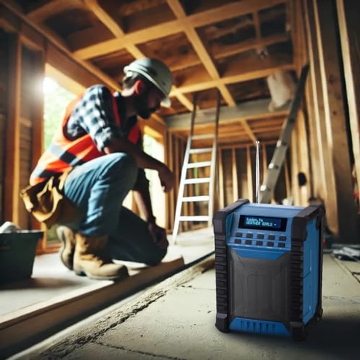 auvisio Radio: Digitales DAB+/FM-Baustellenradio, Bluetooth, 80 Watt, IP54, Akku (schwarz) – Bild 3