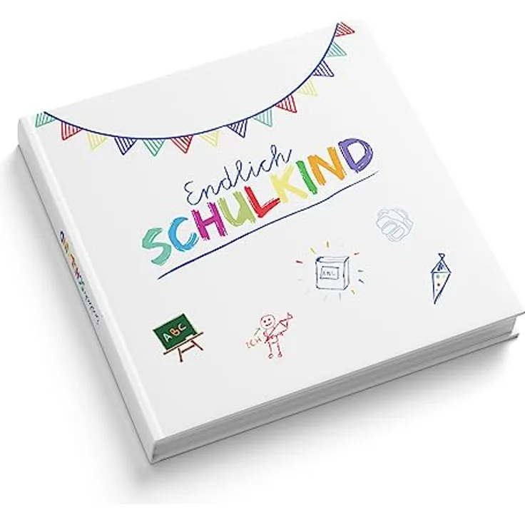itenga Gästebuch Tafel für Erster Schultag Einschulung und Schulanfang Erinnerung Album 88 Seiten für Mädchen und Jungen (weiss)