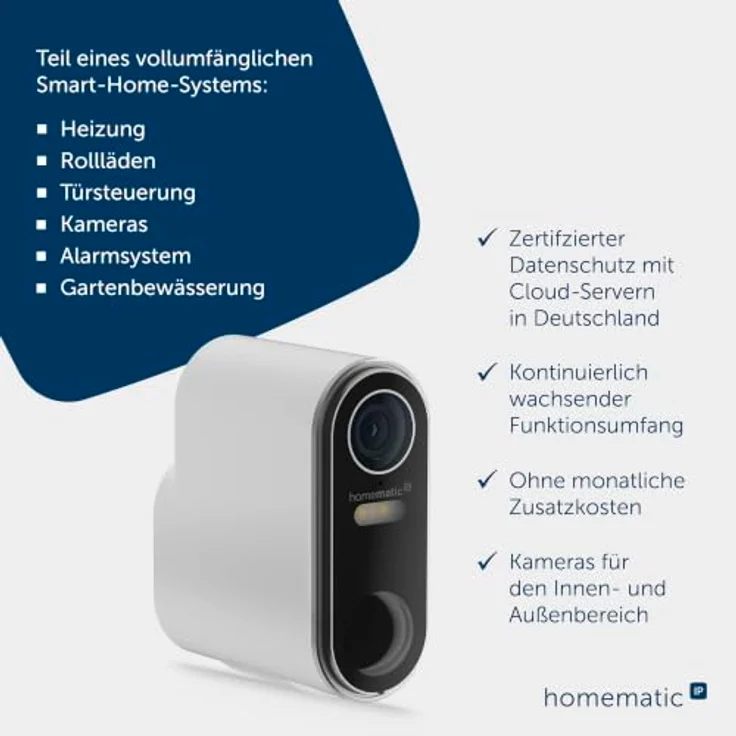 Homematic IP Akku-Außenkamera 162949A0, kabellose Überwachungskamera mit 3 MP, AI Personenerkennung, Zwei-Wege-Audio, Nachtsicht, zur Selbstinstallation – Bild 3