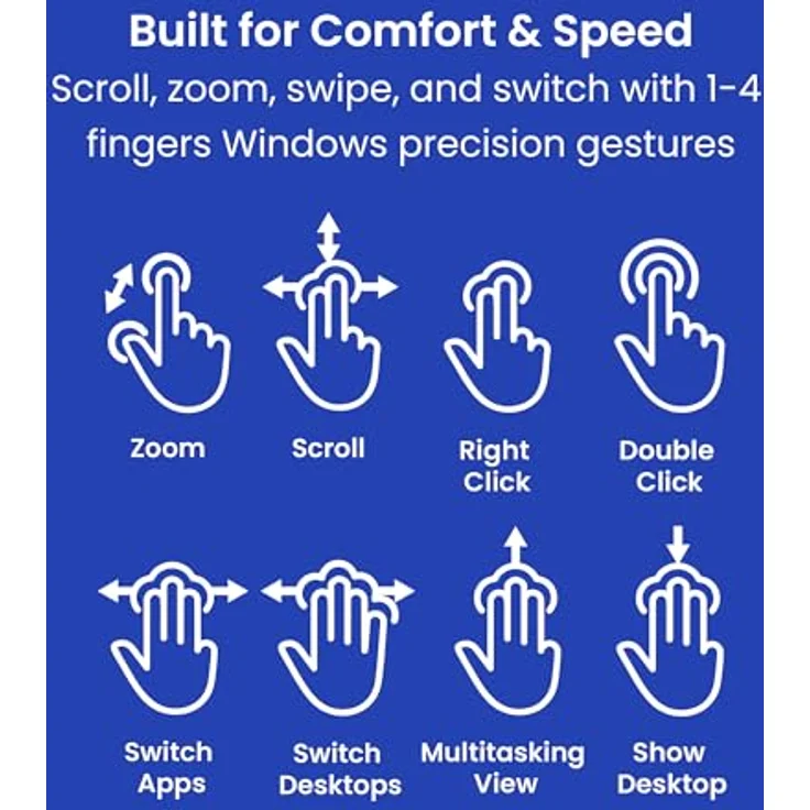 Contour Touch Ergonomic Touchpad, verkabelt mit Glasoberfläche und Shortcut-Tasten, Schwarz – Bild 4