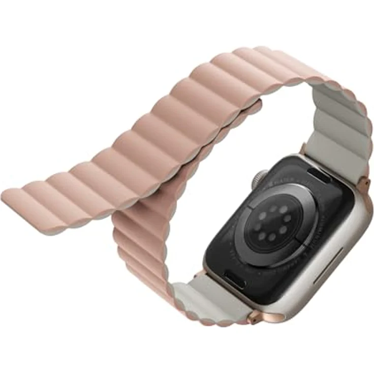 Uniq Revix Uhrenarmband für Apple Watch Series 1-8/SE/SE2/Ultra, Reversibles Magnetic Design aus Edelstahl und Silikon, Pink, 42/44/45/49mm – Bild 5