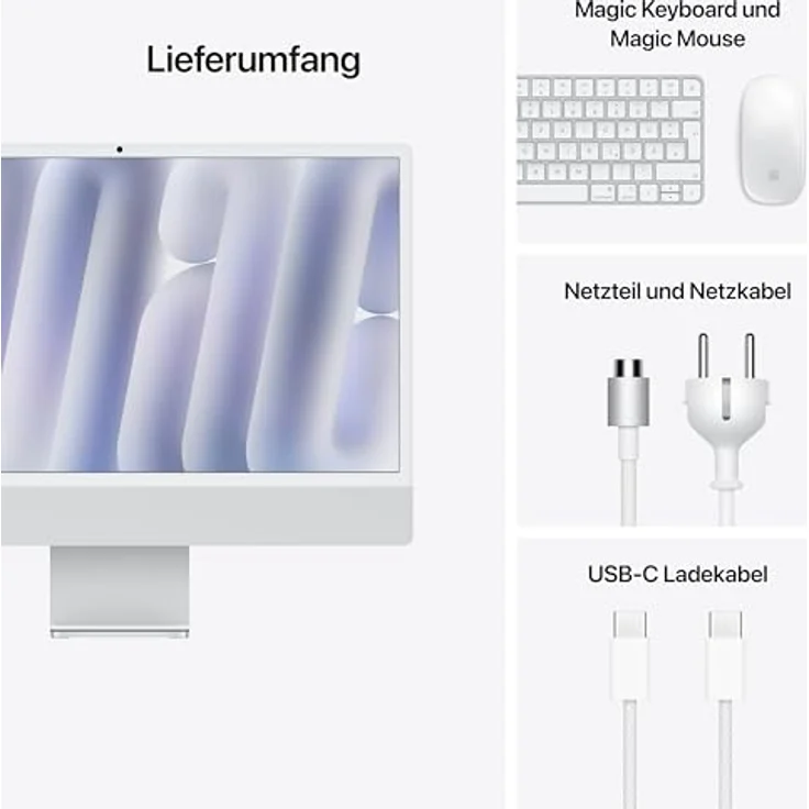 Apple iMac 24" (2024), MWUC3D/A, Apple M4 8-Core GPU, 16 GB RAM, 256 SSD, Silber – Bild 6
