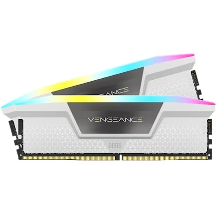 CORSAIR Vengeance RGB DDR5 RAM 32GB (2x16GB) 6400MHz CL32 Intel XMP iCUE Kompatibler Computerspeicher - Weiß (CMH32GX5M2B6400C32W)