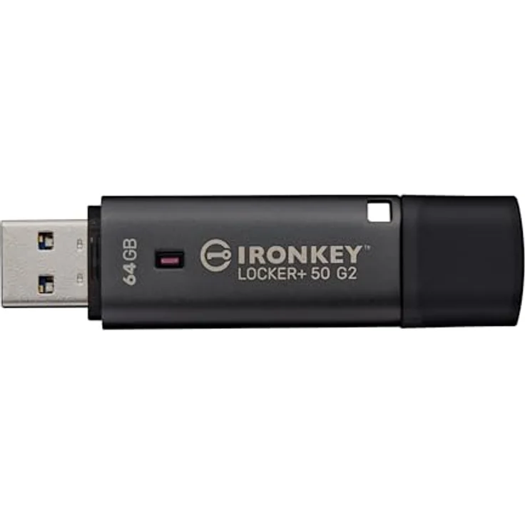 Kingston IronKey 64GB Locker Plus 50 G2, USB-Stick mit AES-256 Verschlüsselung, schwarz – Bild 1