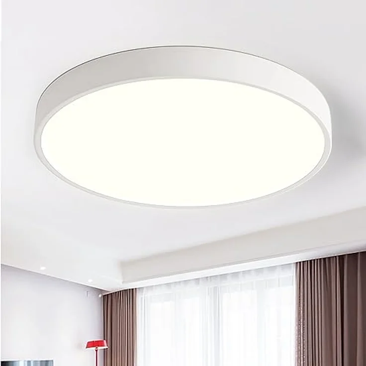 Style home 48W LED Deckenleuchte Ø50x4cm, Warmweiß 3000K, ultraslim runde Lampe aus Metall, Weiß, für Wohnzimmer Schlafzimmer Büro Küche Diele Flur – Bild 1