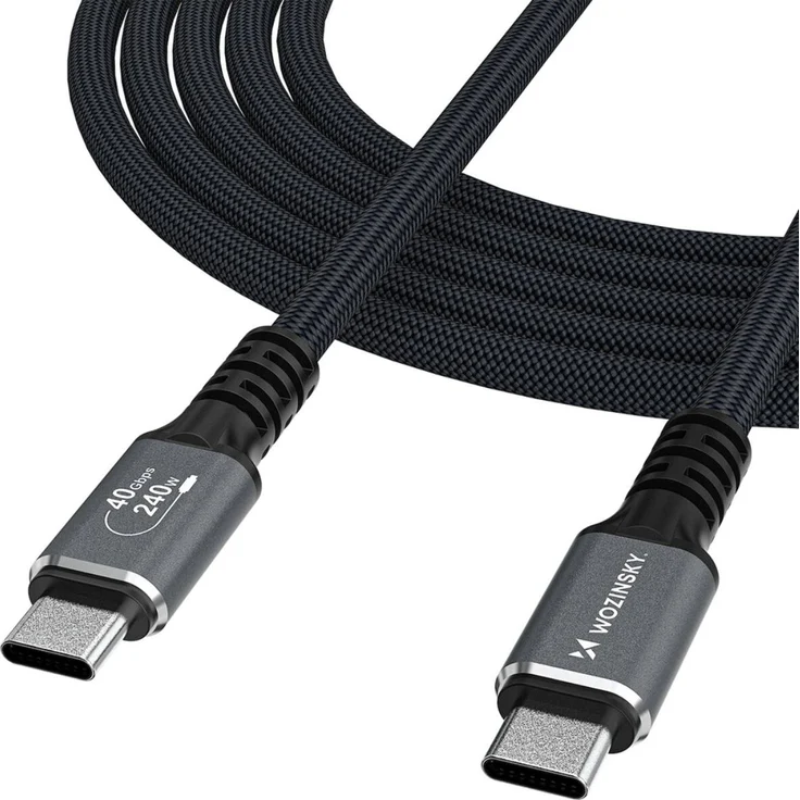 Wozinsky WPS-UY41S USB-C Thunderbolt 4 Kabel, 240W Ladeleistung, 40 Gb/s Datenrate, 1m, Schwarz