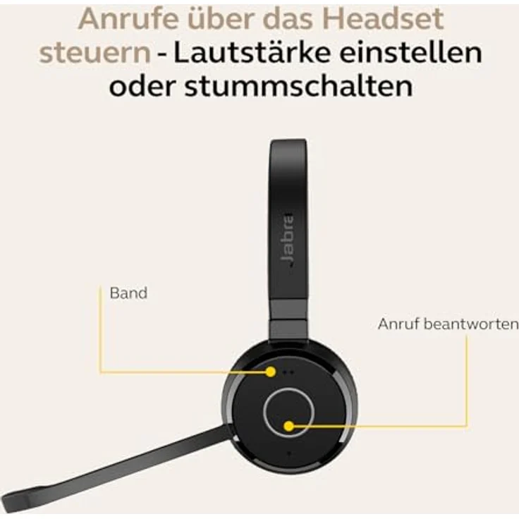 Jabra Evolve 65 TE Link UC Stereo Wireless Kopfhörer mit Freisprecheinrichtung und Microsoft Teams Zertifizierung – Bild 5