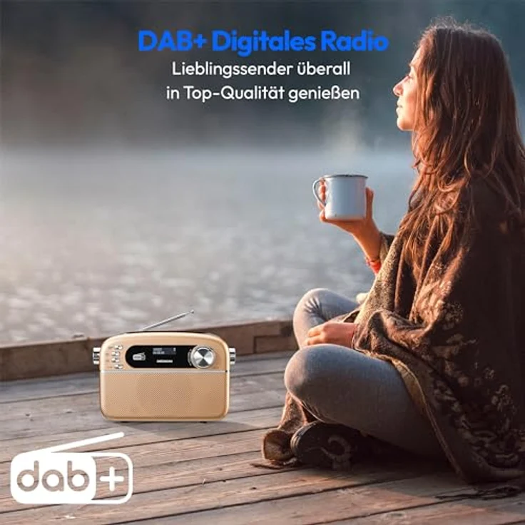 MEDION E66809 DAB Plus tragbares Solar Radio (Retro Design, Bluetooth, DAB+ UKW, integrierter Akku, USB Anschluss, AUX, Sleeptimer, Teleskopantenne) Kupfer – Bild 2