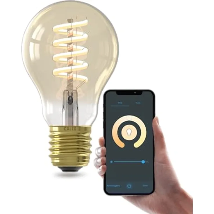 CALEX Smart Spirale Filament Glühbirne E27, WLAN LED Leuchtmittel mit Alexa und Google Home, 7W Vintage A60, warmweißes Licht