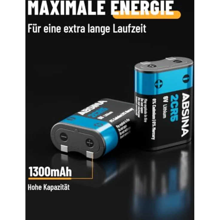 ABSINA 2x 2CR5 Batterien 6V Lithium, langlebig & temperaturfest von -40°C bis +60°, ideal für Kamera und Blitzgeräte – Bild 3