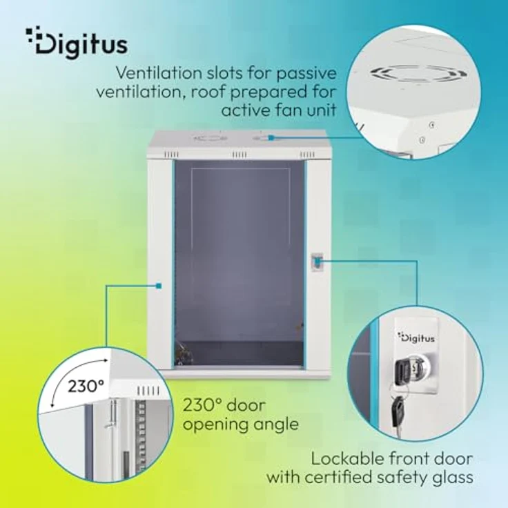 DIGITUS Wandgehäuse Dynamic-N Serie 16HE, 600x450 mm unmontiert, grau – Bild 4
