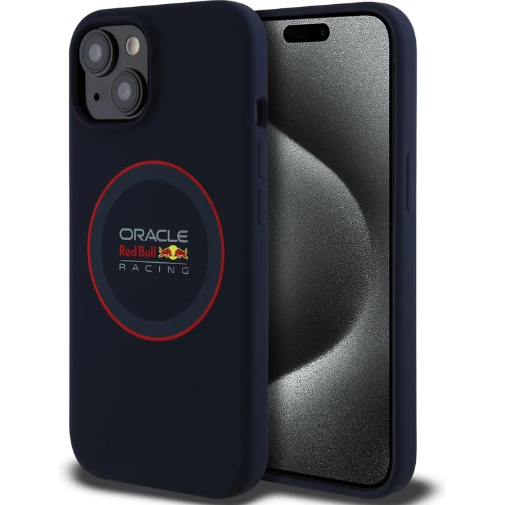 Red Bull Racing Silicone Red Ring MagSafe Hülle für iPhone 14, Navy, robuste Smartphone Hülle
