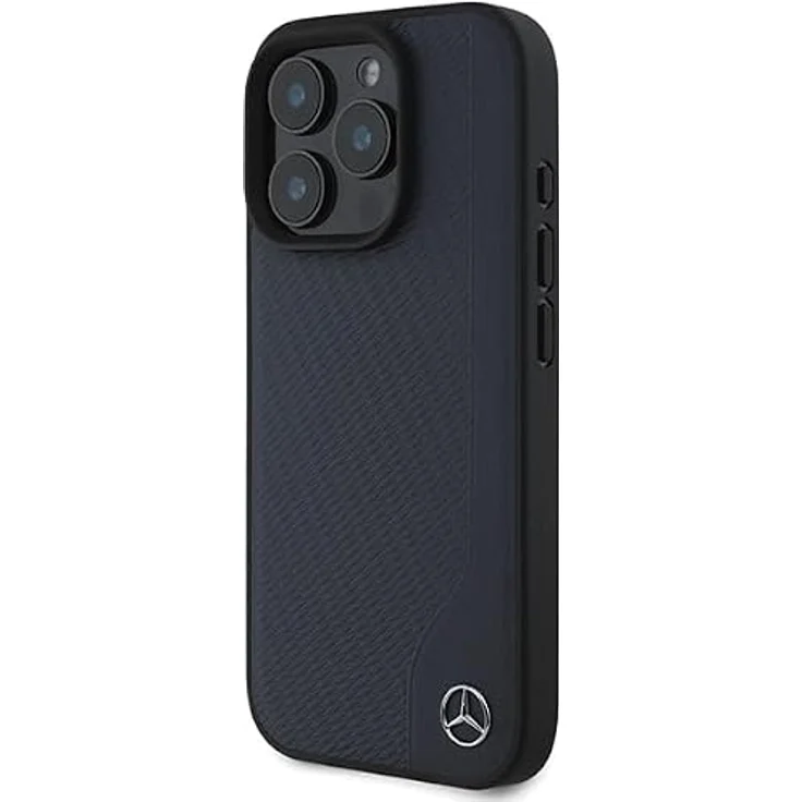 CG MOBILE Mercedes MEHMP16X23RBGVV Hülle für iPhone 16 Pro Max 6.9", Marine MB Wood Imitation Leather, Hardcase aus Holzimitatleder – Bild 2