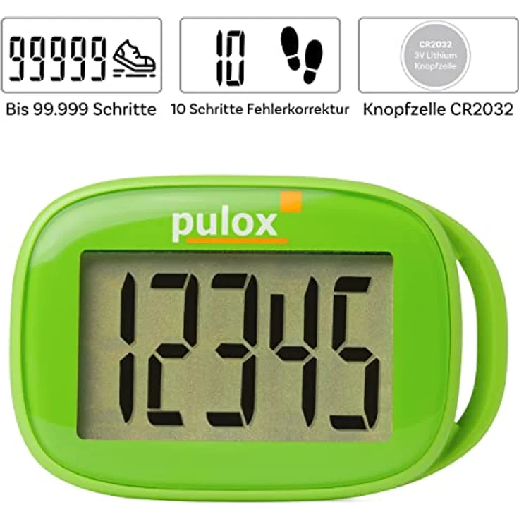 PULOX Pulox Pedometer PS-100 - Einfacher und präziser Schrittzähler mit 3D-Sensor in Grün – Bild 2