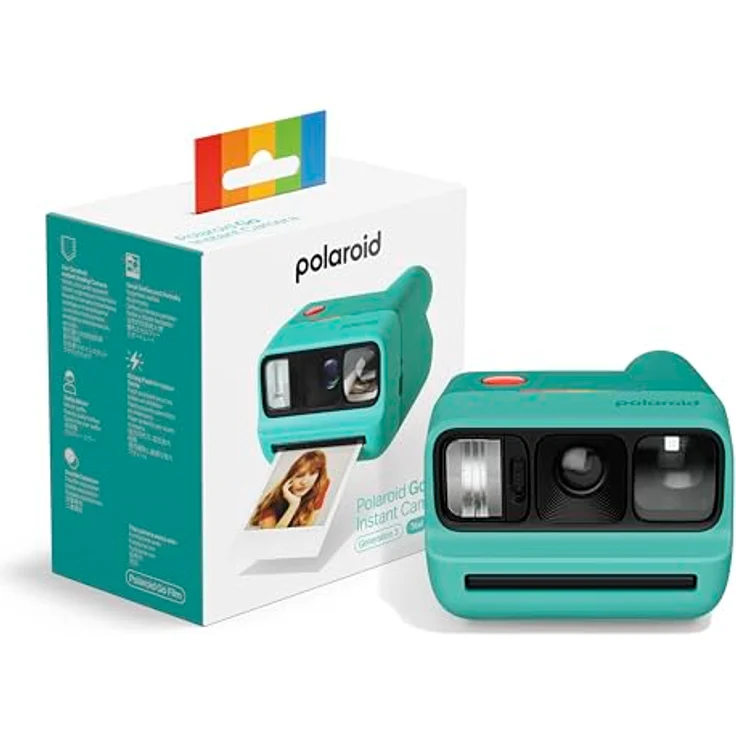 Polaroid Go Generation 3, Mini Sofortbildkamera mit Selfie-Spiegel und Blitz, Blaugrün (9194), nur kompatibel mit Go Film – Bild 1