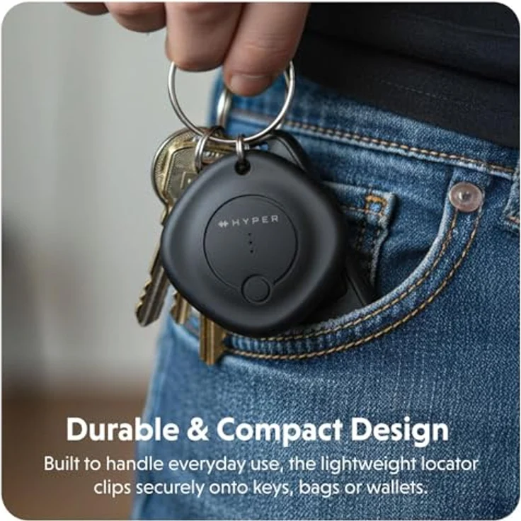 HYPER HyperShield Bluetooth Item Tracker, Universal Locator für iOS & Android mit 15 m Reichweite, Sound Alarm und letzter Standortanzeige – Bild 2