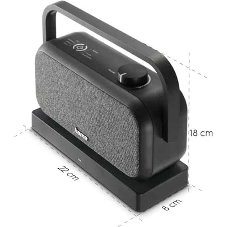 Hama 221849 Senioren TV Bluetooth Lautsprecher, tragbarer Stereo-Lautsprecher mit 2,4-GHz-Station, Schwarz/Grau, versandkostenfrei – Bild 7