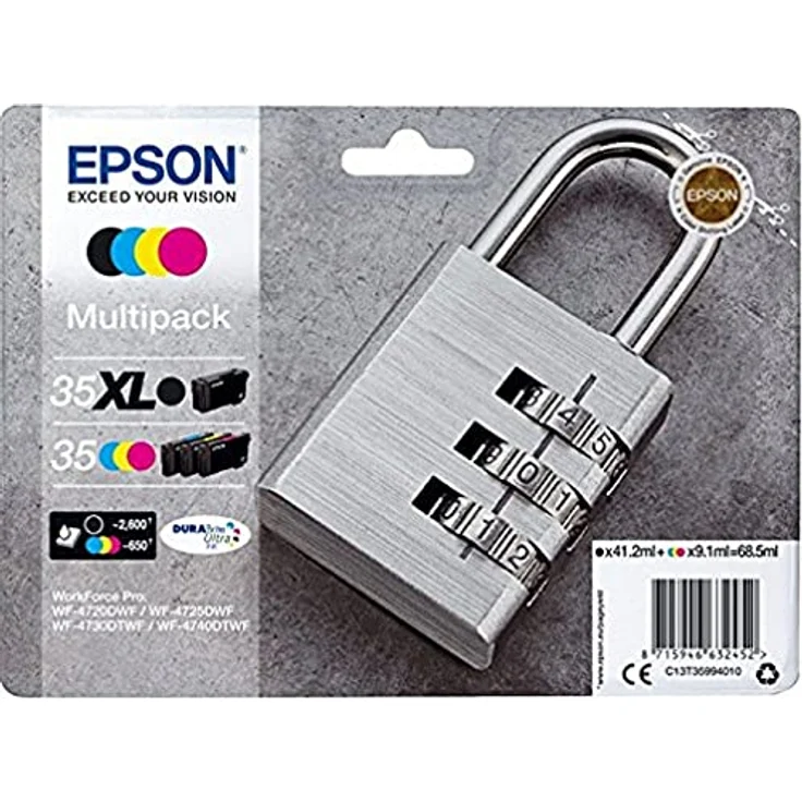 Epson 35 Multipack - 4er-Pack - Schwarz, Gelb, Cyan, Magenta - Original - Tintenpatrone - für WorkForce Pro WF-4720, WF-4720DWF, WF-4725DWF, WF-4730, WF-4740, WF-4740DTWF – Bild 2