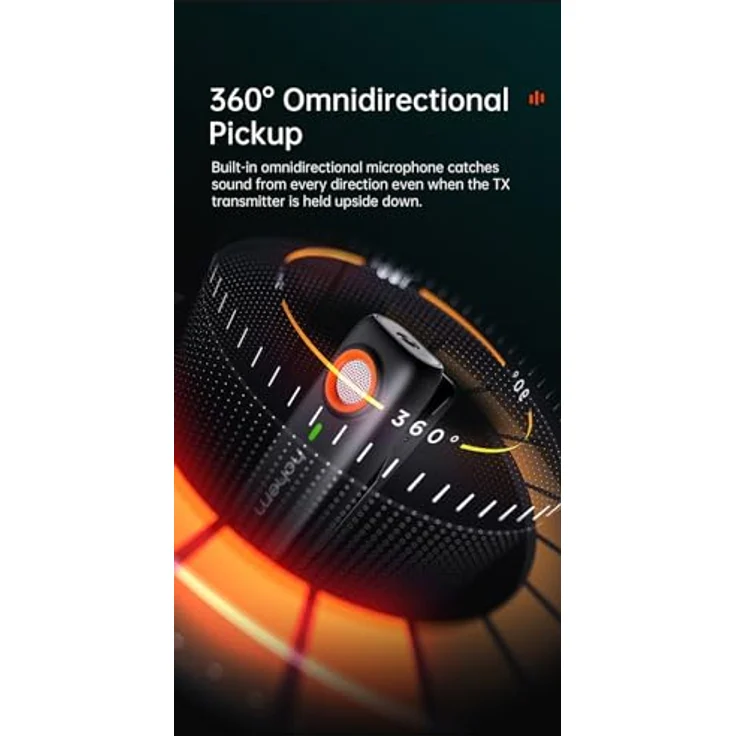 hohem MIC-01 Wireless Lavalier Mikrofon für iPhone iOS, mit Geräuschunterdrückung, MFi-Zertifiziert, Fernbedienung, Integriertem Speicher, kabelloses Mikrofon für Live-Stream in schwarz – Bild 4