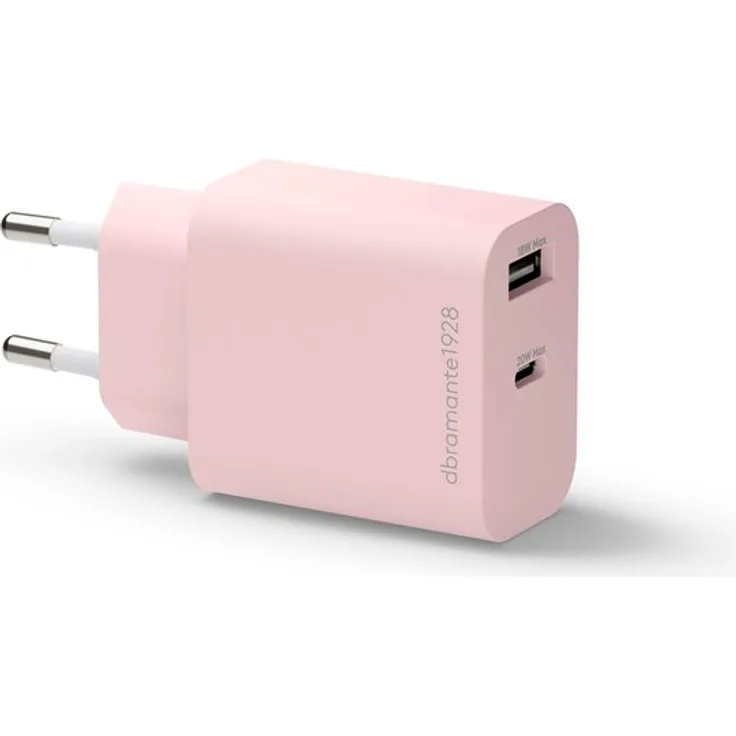 dbramante1928 re-charge Power Adapter, EU Wandladegerät mit 24 Pin USB-C (20W) und USB-A (18W), aus 100% recyceltem Kunststoff