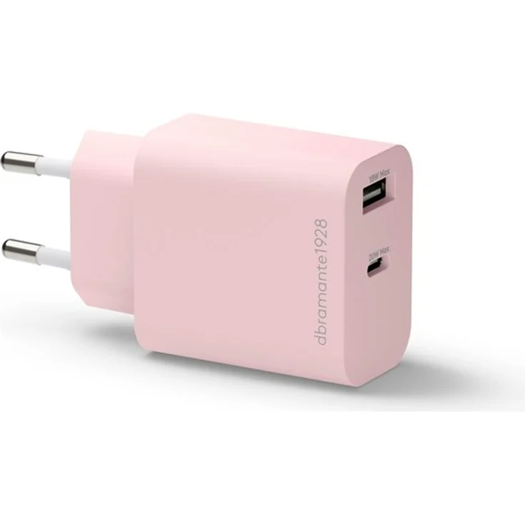 dbramante1928 re-charge Power Adapter, EU Wandladegerät mit 24 Pin USB-C (20W) und USB-A (18W), aus 100% recyceltem Kunststoff