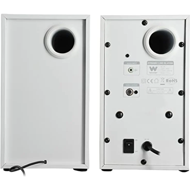 Woxter Dynamic Line 410 White - 2.0 Stereo-Lautsprecher (angetrieben mit 150W Leistung, Holz, 4, Woofer, 2 Hochtöner, 3,5 mm, RCA, Bassreflex-Control (Lautstärke, Höhen, Bass), weiß – Bild 11