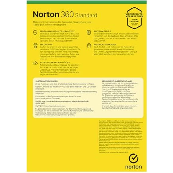 Norton 360 Standard 2025 | 1 Gerät | Antivirus | Unlimited Secure VPN & Passwort-Manager | 1 Jahr | PC/Mac/Android/iOS | Aktivierungscode in Originalverpackung by Norton – Bild 2