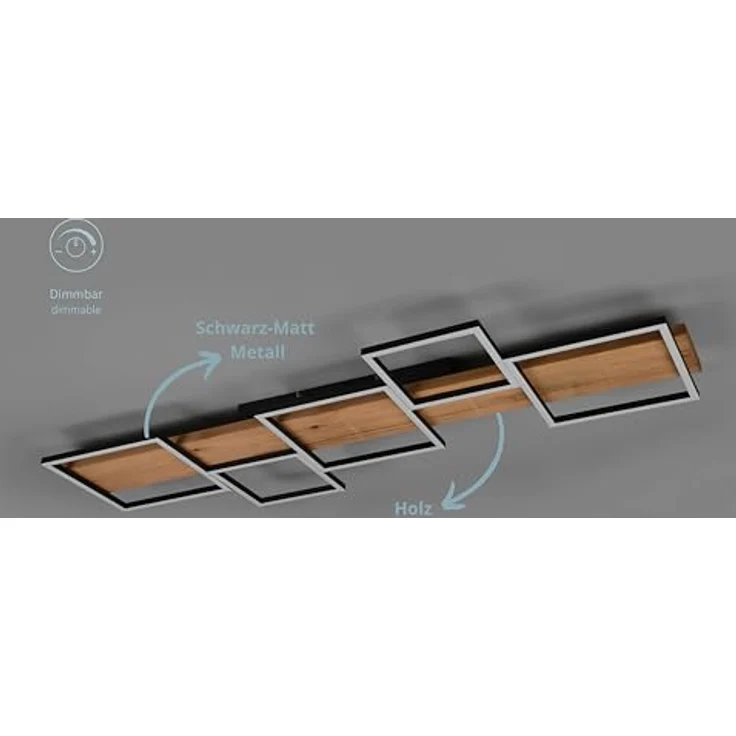 lightling Alan LED Deckenleuchte, 115 x 44 cm, schwarz matt Metall, Switch Dimmer, max: 42W – Bild 2