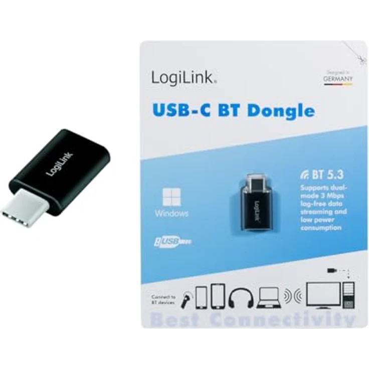 LogiLink USB-C (Gen1) Bluetooth 5.3 Adapter, schwarz, kompakt, USB-C Stecker, bis zu 20 m Reichweite, für Windows 7/8/10/11 – Bild 9