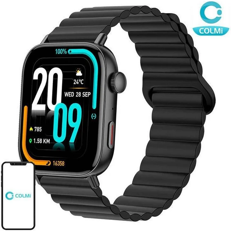 Colmi C8 Max Smartwatch, 1,83 Zoll mit magnetischem Armband (schwarz), umfassende Gesundheitsüberwachung und über 100 Sportmodi