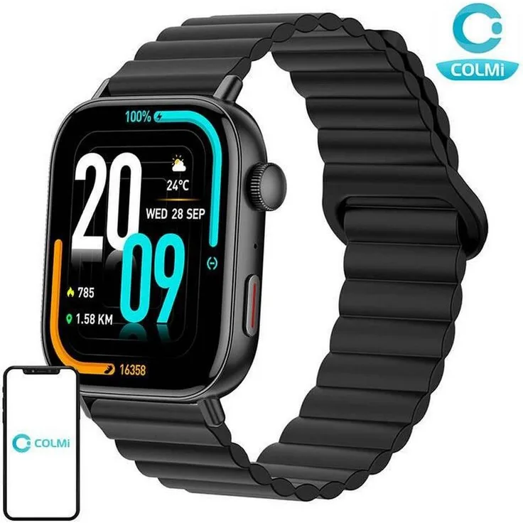 Colmi C8 Max Smartwatch, 1,83 Zoll mit magnetischem Armband (schwarz), umfassende Gesundheitsüberwachung und über 100 Sportmodi