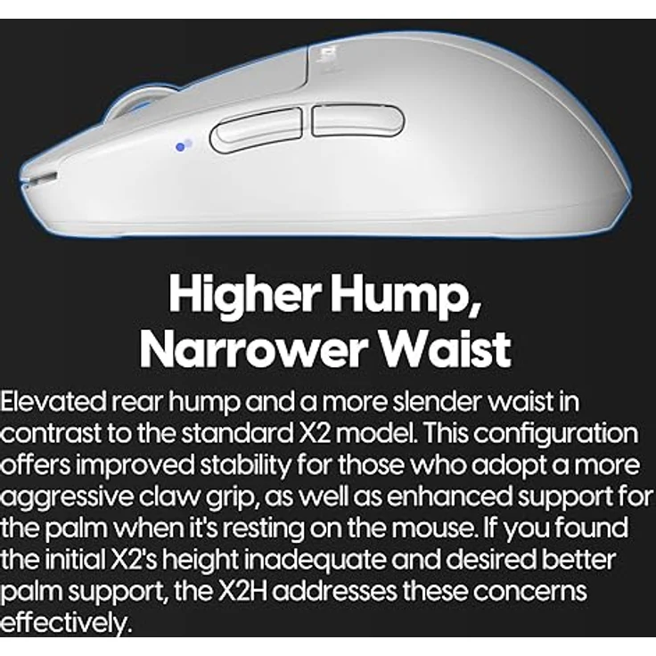 Pulsar Gaming Gears X2H Kabellose Gaming-Maus, ultraleicht, 54 g, symmetrisch, optischer Schalter, 2,4 GHz 1 ms, 26000 DPI, PAW3395 Sensor (Medium, kabellos, weiß) – Bild 5