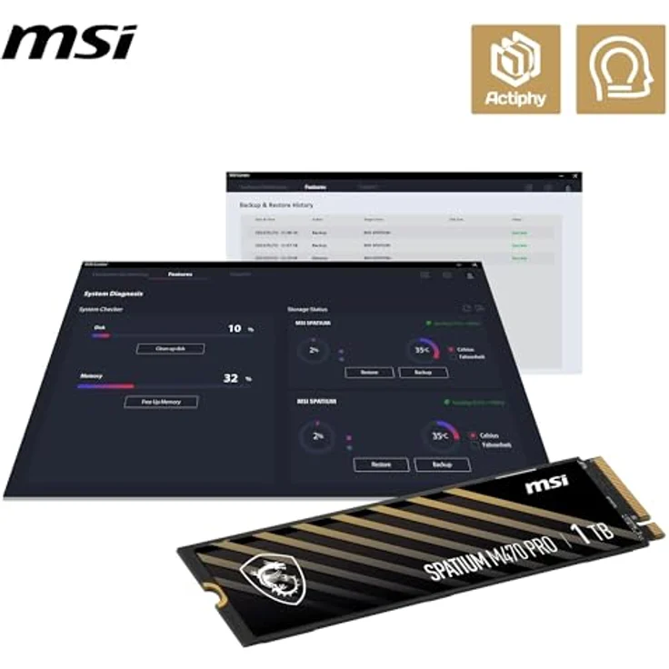 MSI SPATIUM M470 PRO 1TB SSD NVMe PCIe 4.0 M.2 Gen4, bis zu 6000MB/s, Schwarz – Bild 9
