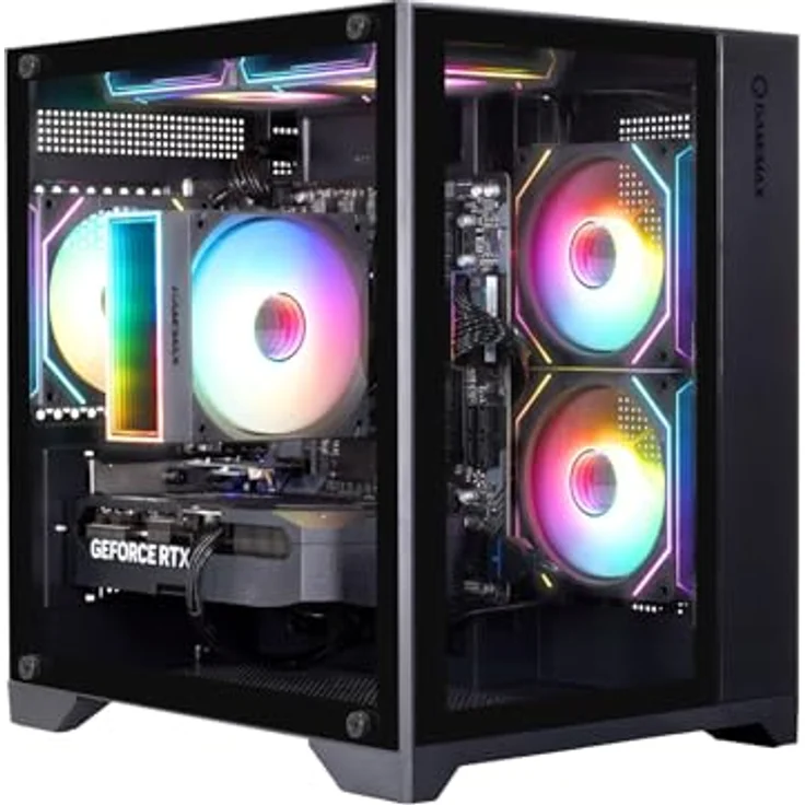 GameMax Infinity Mini BK 7852, Gaming-PC mit Ryzen 5 9600X, 16GB DDR5, 1TB SSD und RTX 5060 Ti (16GB), Schwarz – Bild 2