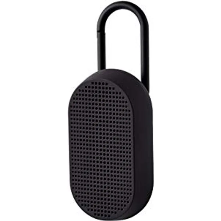 Lexon MINO T Bluetooth-Lautsprecher mit Karabiner, wasserabweisend (Schwarz)