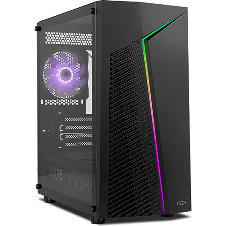 NOX XTREME PRODUCTS Infinity Zeta - M-ATX/ITX ARGB Rainbow Dynamic Mini Tower, gehärtetes Glas-Seitenteil, Platz für 6 Lüfter, kompatibel mit bis zu 310mm Grafikkarten, USB 3.0, Schwarz – Bild 3