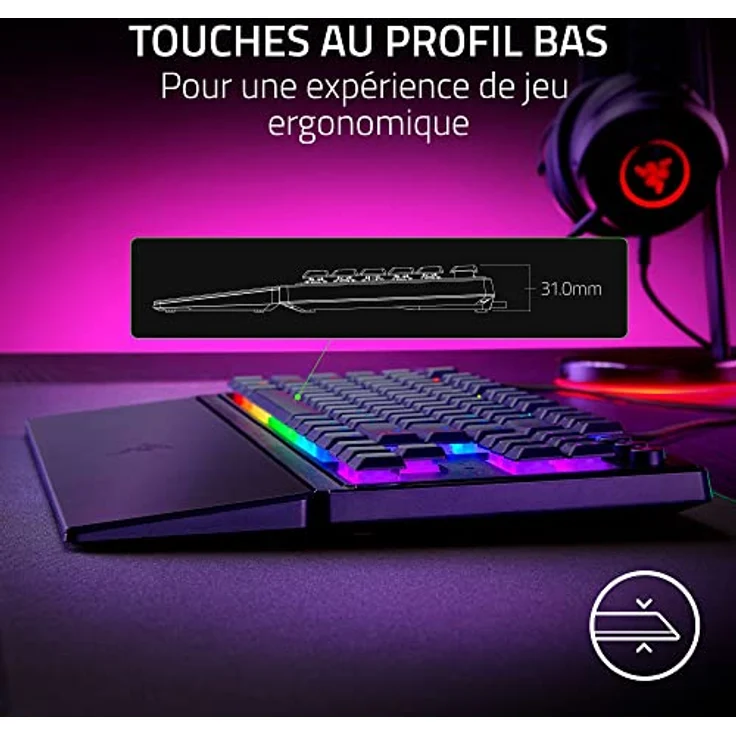 Razer Ornata V3 Tenkeyless – Kompakte Gaming-Tastatur mit niedrigem Profil (Mecha-Membran-Schalter, UV-Lack-Tasten) | Schwarz – Bild 2