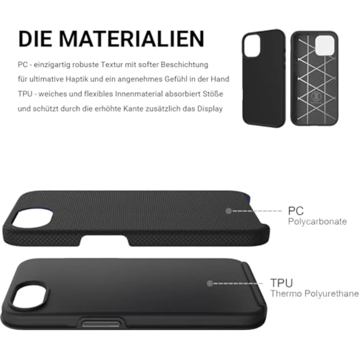 JT Berlin BackCase Pankow Solid MS Silikon Hülle, Fallschutz nach US-Militärstandard, Wireless-Charging (Qi) optimiert, schwarz, kompatibel mit Apple iPhone 16e – Bild 3