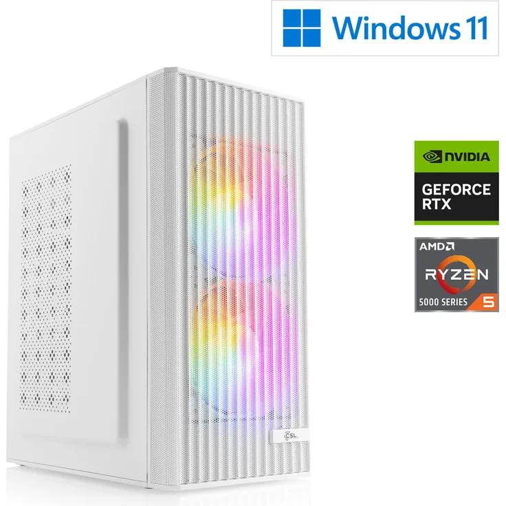 CSL-Computer Gaming PC M13370H, AMD Ryzen 5 5500, NVIDIA RTX 3050, 16 GB DDR4 RAM, 500 GB M.2 SSD, Windows 11 Home