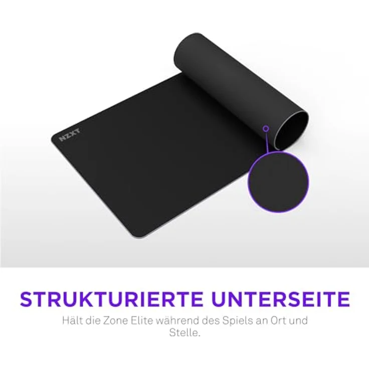 NZXT Zone Elite L Mauspad, 400 mm x 400 mm, Nano-Gewebestoff, rutschfeste Schaumstoffbasis, spritzwasserfest, schwarz – Bild 7