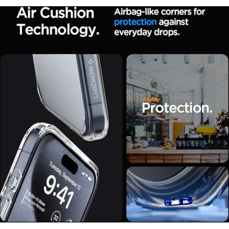 Spigen für iPhone 15 Pro Ultra Hybrid Hülle [Anti-Yellowing] Case Handyhülle Schutzhülle Cover Transparent Durchsichtig Dünn Slim -Crystal Clear – Bild 4