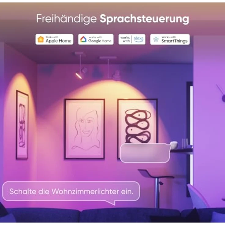 Nanoleaf Matter GU10 Smart LED Lampe, 3 RGBCW, dimmbar, 16 Mio. Farben, 400 Lumen, WiFi & Bluetooth, Sprachsteuerung (Alexa, Apple, Google) für Wohn- & Schlafzimmer Deko – Bild 5