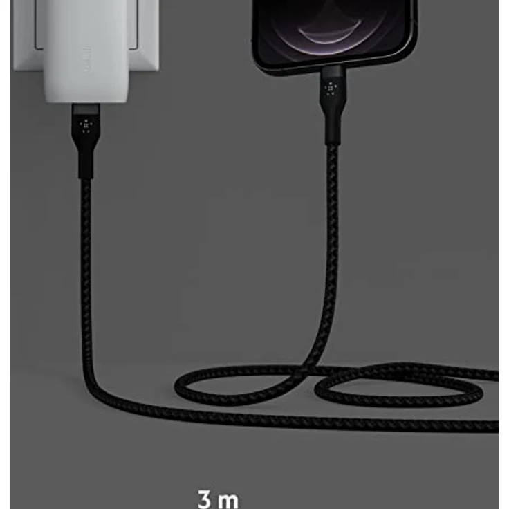 Belkin USB C — Lightning Kabel, 3 m, Schnellladefähig bis 15 W mit Kabelbinder und Magnetknopf – Bild 6