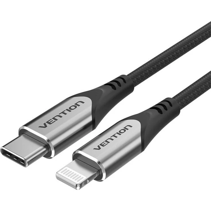 Vention TACHF, USB-C auf Lightning Kabel, 1 m, grau, bis zu 480 Mbit/s, 3 A, Männlich-Männlich