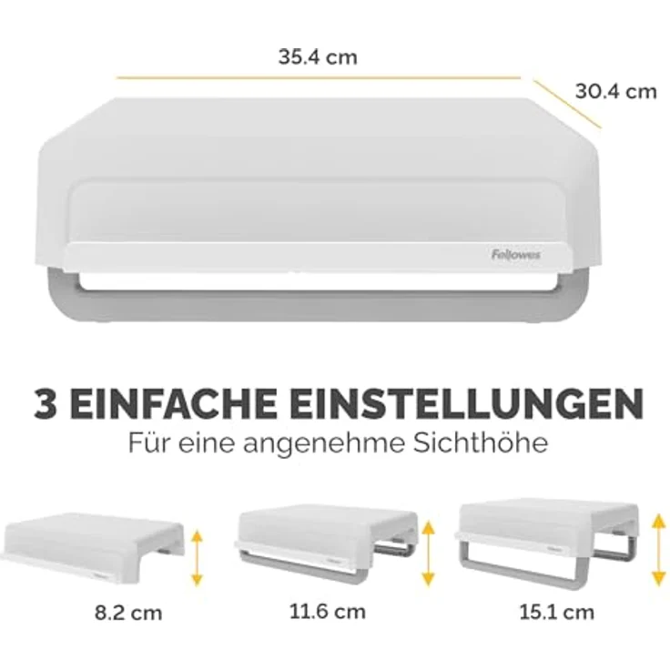 FELLOWES Breyta Monitorständer, weiß, 3 Höheneinstellungen, ideal für hybrides Arbeiten – Bild 4